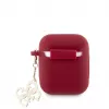 Guess Apple AirPods 1/2 Funda de silicona Classic Logo Gold con colgante 4G Magenta