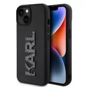 Karl Lagerfeld Apple iPhone 15 HC 3D LOGO GLITTER Negro