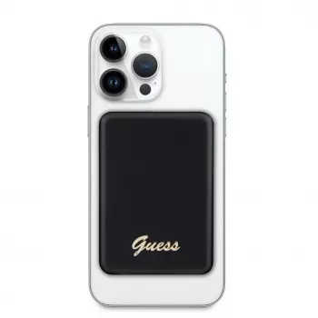 Guess Power Bank 5000mAh 15W MagSafe y carga normal con Metal Script Logo Negro
