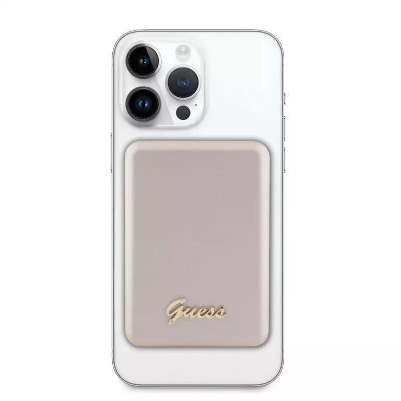 Guess Power Bank 5000mAh 15W MagSafe y carga normal con Metal Script Logo Oro