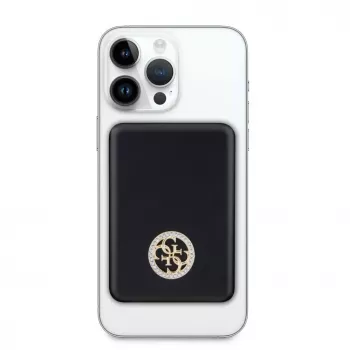 Guess Power Bank 5000mAh 15W MagSafe y carga normal con Strassed 4G Logo Negro