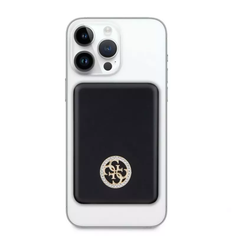 Guess Power Bank 5000mAh 15W MagSafe y carga normal con Strassed 4G Logo Negro