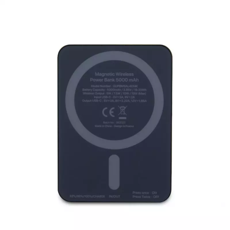 Guess Power Bank 5000mAh 15W MagSafe y carga normal con Strassed 4G Logo Negro