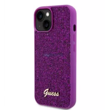 Guess Apple iPhone 15 Sequin Script Logo Funda Magenta