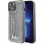 Guess iPhone 15 HC Sequin Script Metal Silver Funda Rígida