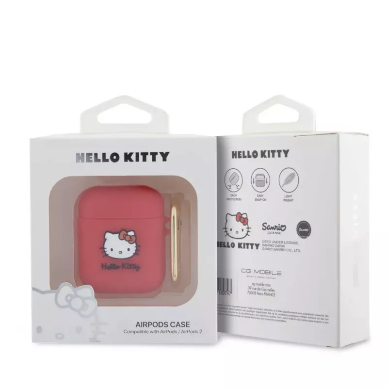 Hello Kitty funda para Apple AirPods 1/2 de silicona 3D Kitty Head rojo