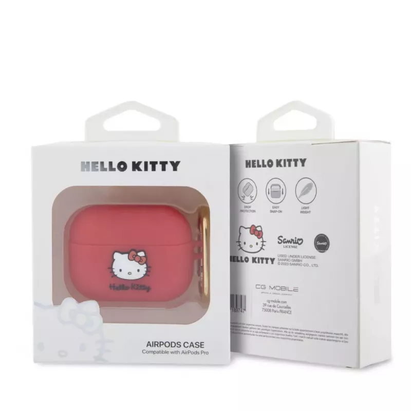 Hello Kitty Apple AirPods Pro Funda de silicona 3D Kitty Head Rojo