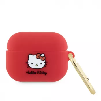 Hello Kitty Apple AirPods Pro Funda de silicona 3D Kitty Head Rojo