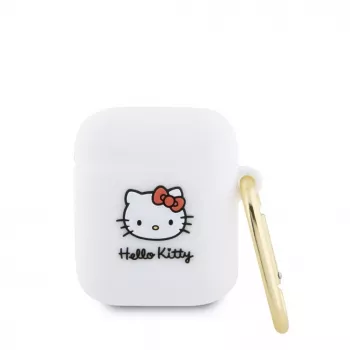 Hello Kitty HKA23DKHSH Funda de silicona 3D Kitty Head para Apple AirPods 1/2 - Blanco
