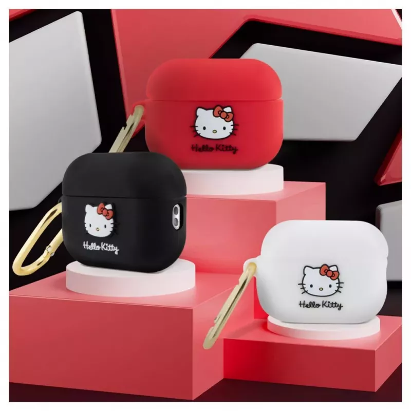 Hello Kitty Apple AirPods Pro Funda de silicona 3D Kitty Head Blanco