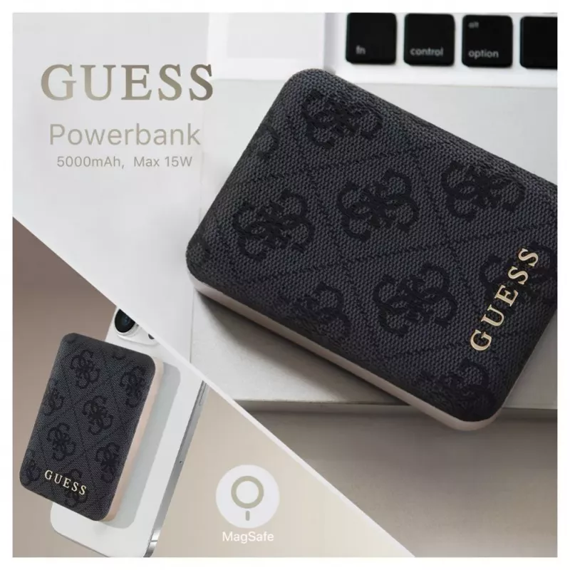 Guess Power Bank MagSafe 5000mAh 4G PU Negro
