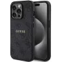 Guess Apple iPhone 15 Pro 4G Collection Cuero Metal Logo MagSafe Parte Trasera Negro