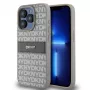 DKNY Funda PU Leather Repeat Pattern Tonal Stripe para iPhone 15 Pro Beige
