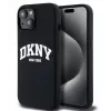 DKNY Apple iPhone 15 Funda rígida Liquid Silicone White Printed Logo MagSafe Black
