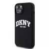 DKNY Apple iPhone 15 Funda rígida Liquid Silicone White Printed Logo MagSafe Black