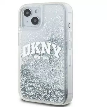 DKNY Funda rígida Liquid Glitter Big Logo para Apple iPhone 15 Negra