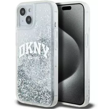 DKNY Funda rígida Liquid Glitter Big Logo para Apple iPhone 15 Negra