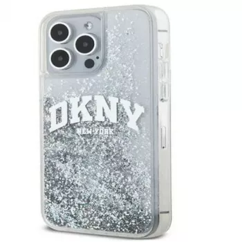 DKNY Funda rígida Liquid Glitter Big Logo para Apple iPhone 15 Pro 6.1 Negra