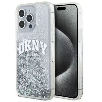 DKNY Funda rígida Liquid Glitter Big Logo para Apple iPhone 15 Pro 6.1 Negra