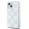 DKNY Funda rígida Liquid Glitter Multilogo para Apple iPhone 15 Blanca