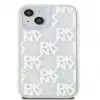 DKNY Funda rígida Liquid Glitter Multilogo para Apple iPhone 15 Blanca