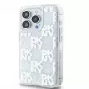 DKNY Funda rígida Liquid Glitter Multilogo para Apple iPhone 15 Pro 6.1 Blanca