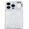DKNY Funda rígida Liquid Glitter Multilogo para Apple iPhone 15 Pro 6.1 Blanca