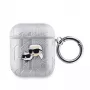 Karl Lagerfeld Funda PU Embossed Karl and Choupette Heads para AirPods 1/2 Plateada