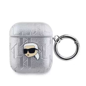Karl Lagerfeld Funda PU Embossed Karl Head para AirPods 1/2 Plata