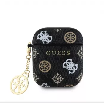 Guess Funda PU 4G Peony Charm para AirPods 1/2 Negra