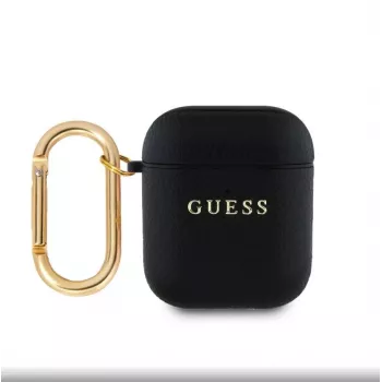 Guess Funda PU Grained Classic Logo para Apple AirPods 1/2 Negra