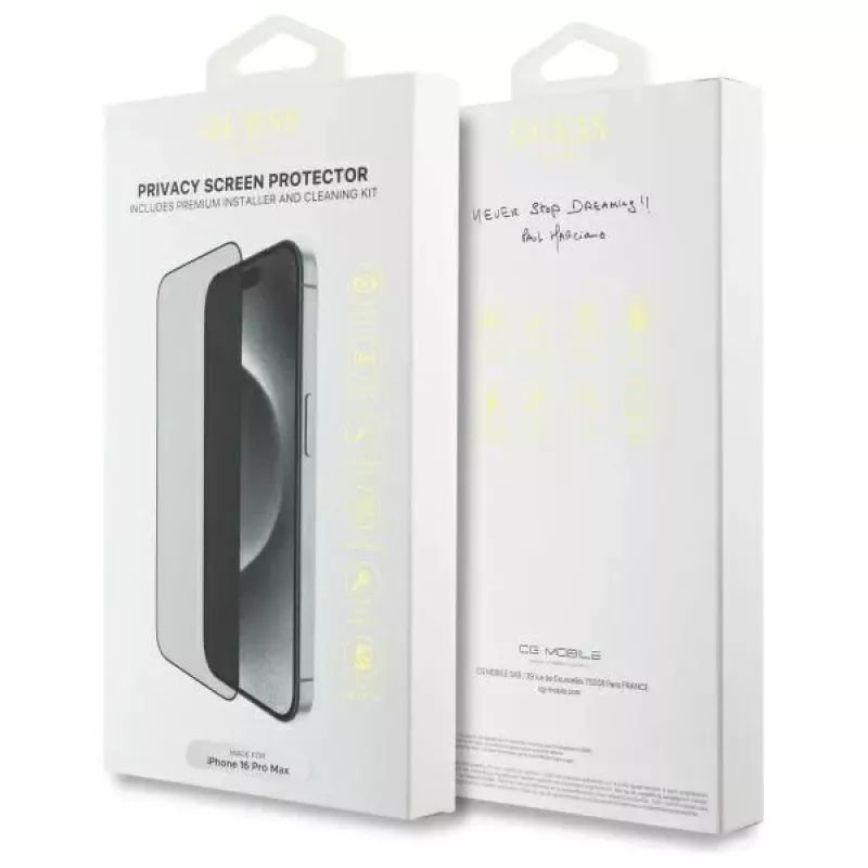 Guess Protector de pantalla Privacy 2.5D Outline para iPhone 16 Pro Max