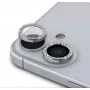 Guess Apple iPhone 16/16 Plus Fixed Glitter lente protectora plata