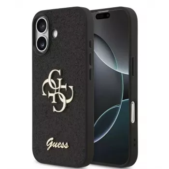 Guess Funda PU Fixed Glitter 4G Metal Logo para Apple iPhone 17 Negra