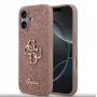 Guess PU Fixed Glitter 4G Metal Logo Funda para iPhone 17, rosa