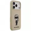 Karl Lagerfeld Funda de silicona con MagSafe para Apple iPhone 17 Pro - Marrón (KL Sketch & Logo)