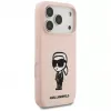 Karl Lagerfeld Funda de silicona para iPhone 17 Pro con MagSafe, KL Sketch & Logo, rosa