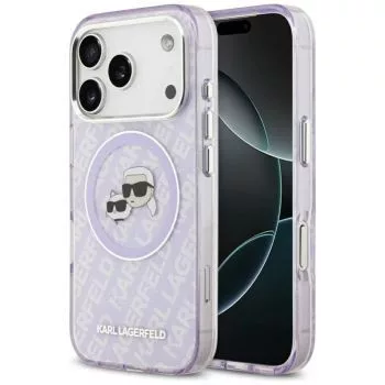 Karl Lagerfeld Funda de silicona con MagSafe K&C Heads Logo para Apple iPhone 17 Pro Lila