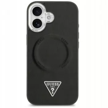 Guess Funda MagSafe PU Leder Triangle Logo para Apple iPhone 17 Negra