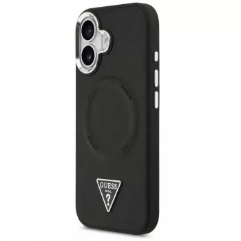 Guess Funda MagSafe PU Leder Triangle Logo para Apple iPhone 17 Negra