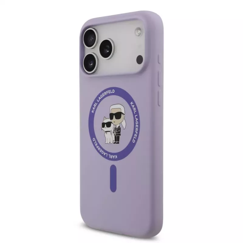 Karl Lagerfeld Apple iPhone 17 Pro Max Funda Liquid Silicone Karl and Choupette MagSafe Purple