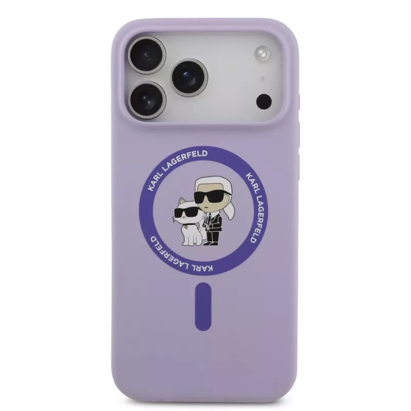 Karl Lagerfeld Apple iPhone 17 Pro Max Funda Liquid Silicone Karl and Choupette MagSafe Purple