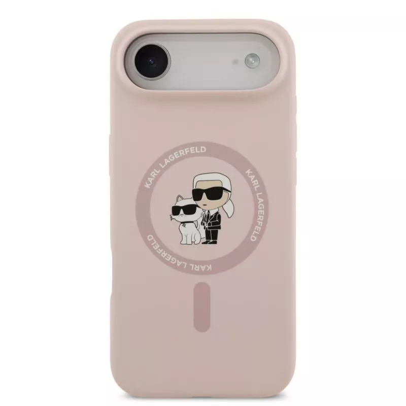 Karl Lagerfeld Liquid Silicone Karl and Choupette Funda MagSafe para iPhone Air, rosa