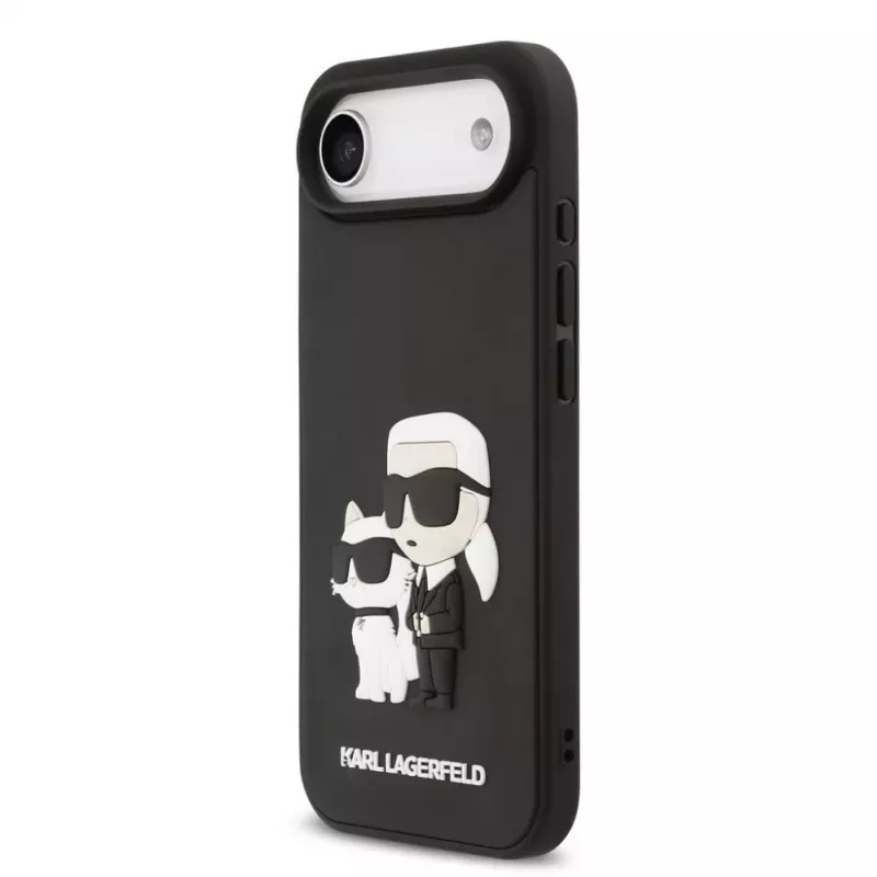 Karl Lagerfeld 3D Rubber Karl and Choupette Funda para iPhone Air, negra