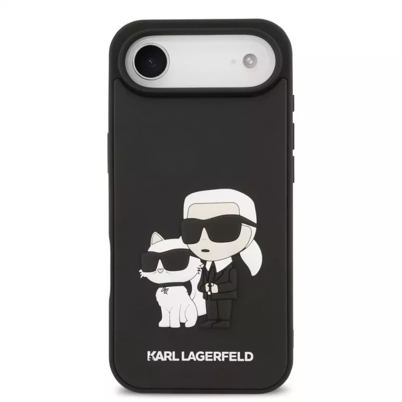 Karl Lagerfeld 3D Rubber Karl and Choupette Funda para iPhone Air, negra