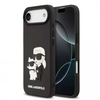 Karl Lagerfeld 3D Rubber Karl and Choupette Funda para iPhone Air, negra