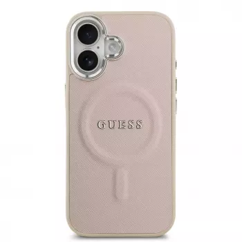 Guess Funda MagSafe de PU Saffiano para Apple iPhone 17, rosa