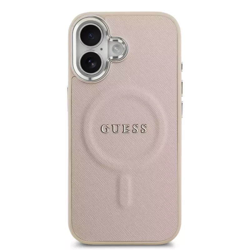 Guess Funda MagSafe de PU Saffiano para Apple iPhone 17, rosa