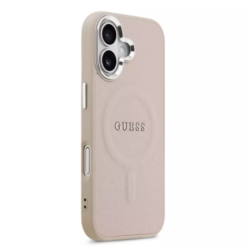 Guess Funda MagSafe de PU Saffiano para Apple iPhone 17, rosa