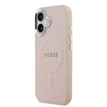 Guess Funda MagSafe de PU Saffiano para Apple iPhone 17, rosa